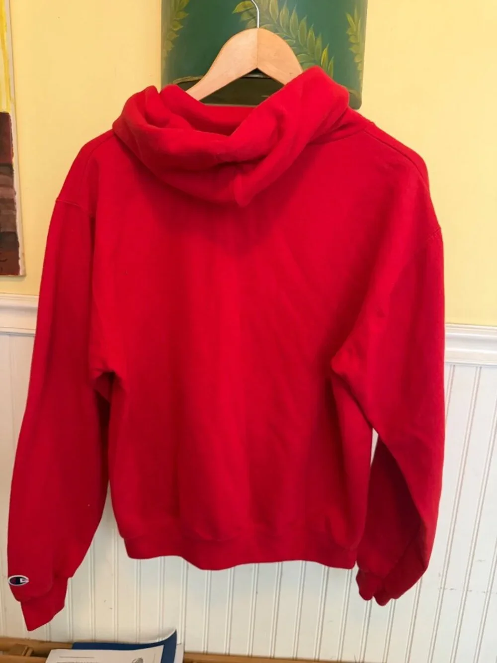 Montclair State University Champion Red Hoodie Sweatshirt Mens M - Picture 2 of 3